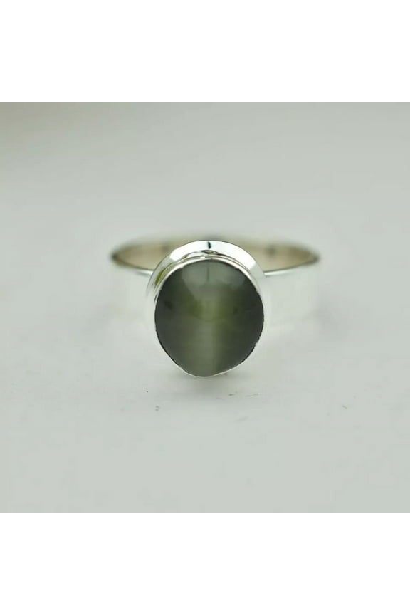 Natural Cat's Eye Ring Handmade Ring Silver Vintage Chrysoberyl Cat's Eye Ring