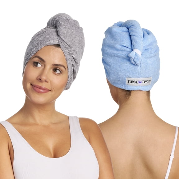 Turbie Twist Microfiber Hair Towel Wrap for Women and Men | 2 Pack | Bathroom Essential Accessories | Quick Dry Hair Turban for Drying Curly, Long & Thick Hair - Sheepskin & Pinecone