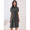 thumbnail image 4 of DARING DIVA Women's Lapel Striped Collared Tie Waist Button Down Work Dresses XS Black, 4 of 6