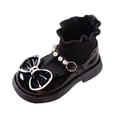 thumbnail image 2 of LYHao Girls' Bow Pearl Short Boots For Kids Cozy Lined Ballet Style Slip On Winter Footwear For Girls ,Girls Boots Sizes 7 Black(18-24 Months), 2 of 6