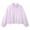 thumbnail image 4 of Gaexia Women’s Lightweight Zip Up Sun Protection Jacket High Neck Hood Breathable Outdoor Windbreaker UPF 50+ Long Sleeve Loose Fit Spring Summer Autumn, 4 of 4