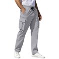 thumbnail image 2 of Clossjun Men's Casual Cargo Pants Daily Wear Work Out Pants With Pockets Breathable Elastic Waist Athletic Pants for Hiking Street Wear 2XL, 2 of 6