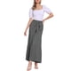 thumbnail image 2 of Pantalones Boho para Mujer INSPIRE CHIC con Cintura Alta Elástica y Volantes, Pantalones Palazzo de Pierna Ancha Chic en Gris, 2 of 6