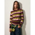 thumbnail image 4 of Women's Horizontal Striped Knit Sweater Crew Neck Drop Shoulder Long Sleeve Loose Fit Ribbed Cuffs Hem Pullover for Fall Winter Layering Office Commute Daily Outfits, 4 of 13