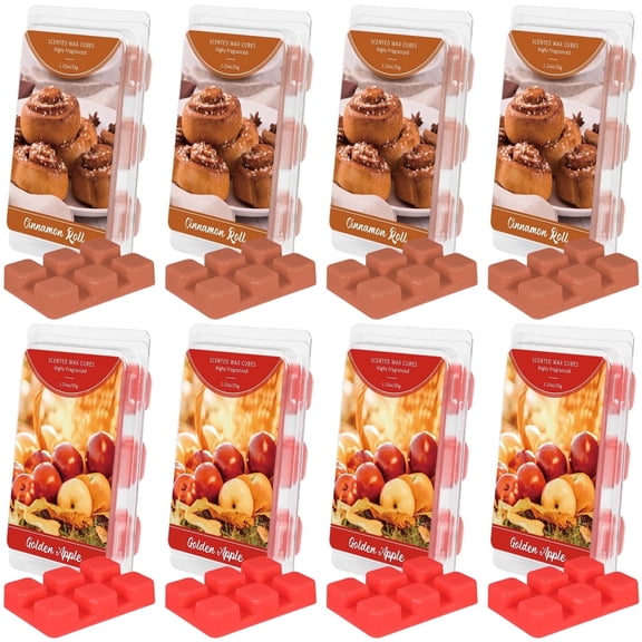 LA BELLEFÉE Scented Wax Melts, 8 Pack Wax Cubes for Warmers, Cinnamon Roll & Golden Apple Scents