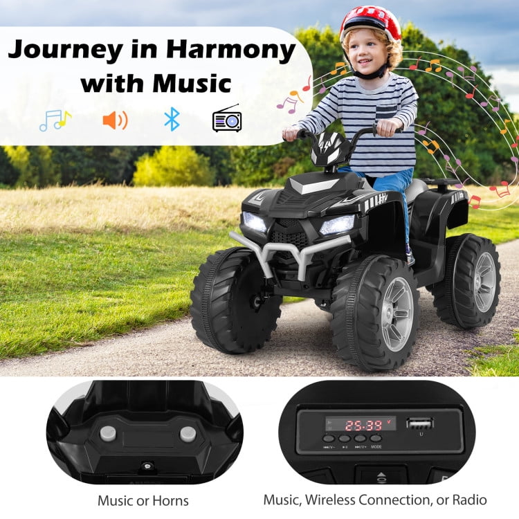 Resenkos 24V Kids Ride On Electric ATV, Ride On Toy Car for Kids 3-8 Boys & Girls Black