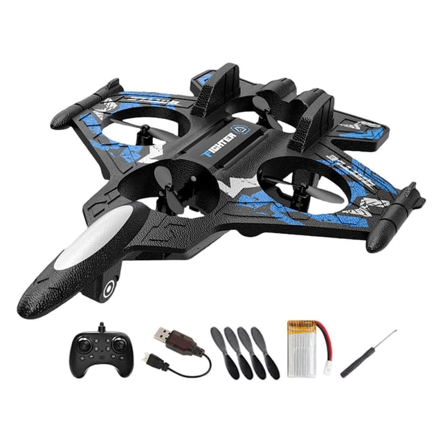 Avión de combate de control remoto, juguete volador para exteriores, ligero, 4 canales Azul 1RC