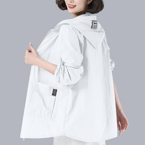 tarylea Plus Size Hoodies for Women Full Zipper Cinch Cuff Jackets with Pockets Solid Color Loose Tops Casual Sunproof Tops