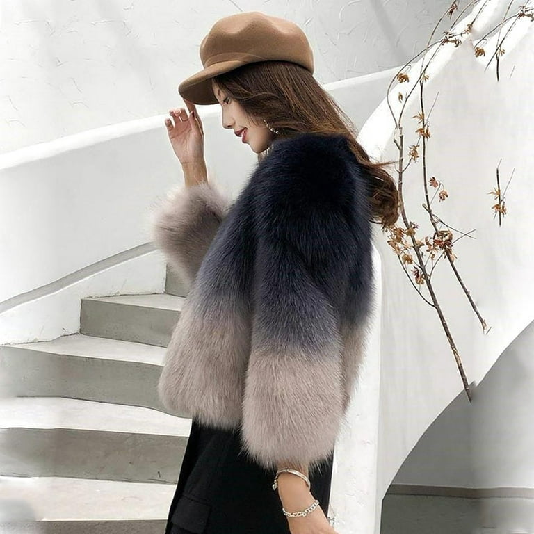 Danceemangoo Women's Fashion Faux Fur Coat