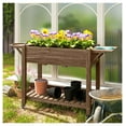 thumbnail image 2 of Raised Garden Bed with Wheels - Wood Elevated Planter Box - Outdoor Vegetable Flower Planter with Storage Shelves & Lockable Casters, 2 of 9