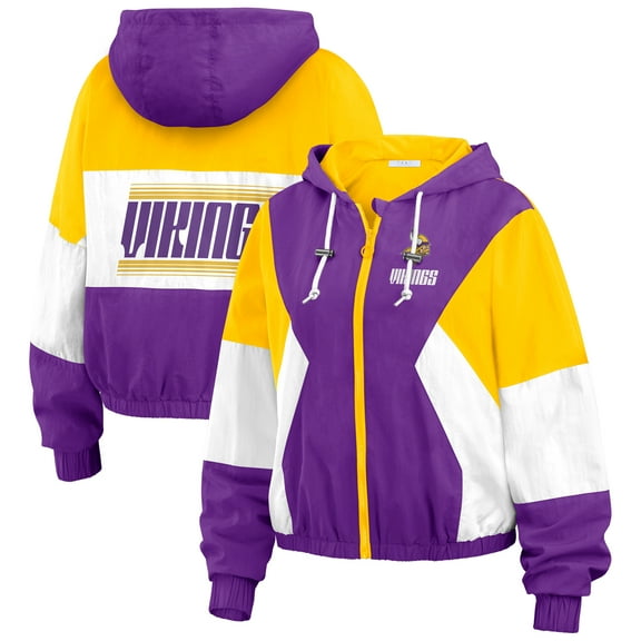 Women's WEAR by Erin Andrews Purple Minnesota Vikings Color Block Full-Zip Windbreaker Jacket