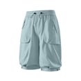 thumbnail image 7 of Bloomae Womens Hiking Capri Pants Lightweight Quick Dry Casual Fall Adjustable Drawstring Elastic Waist Baggy Ruched Hem Cropped Trousers with Pockets, 7 of 7