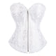 thumbnail image 1 of Tops de corsé vintage blancos para mujer, corsés y corpiños con cordones y cremallera, corpiño floral moldeador., 1 of 6