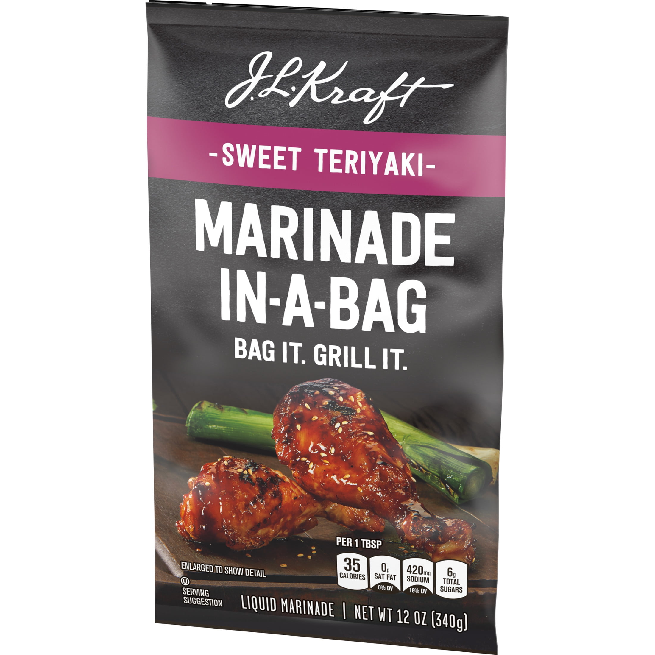 J.L. Kraft Marinade In-A-Bag Sweet Teriyaki Liquid Marinade, 12 oz Bag