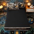 thumbnail image 4 of Erosebridal Cartoon Reading Black Dragon Print Zipper Queen Comforter Set with Fitted Sheet and 2 Pillowcases,Vintage Book Stack Accent Zipper Bedding Set,Black Cream,4 Pieces,Black Reversible, 4 of 6