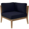 thumbnail image 4 of Lounge Loveseat Sofa, Blue Navy Natural, Teak Wood, Outdoor Patio Balcony Cafe Bistro Garden Hospitality Restaurant, Modern Contemporary HB34446, 4 of 8