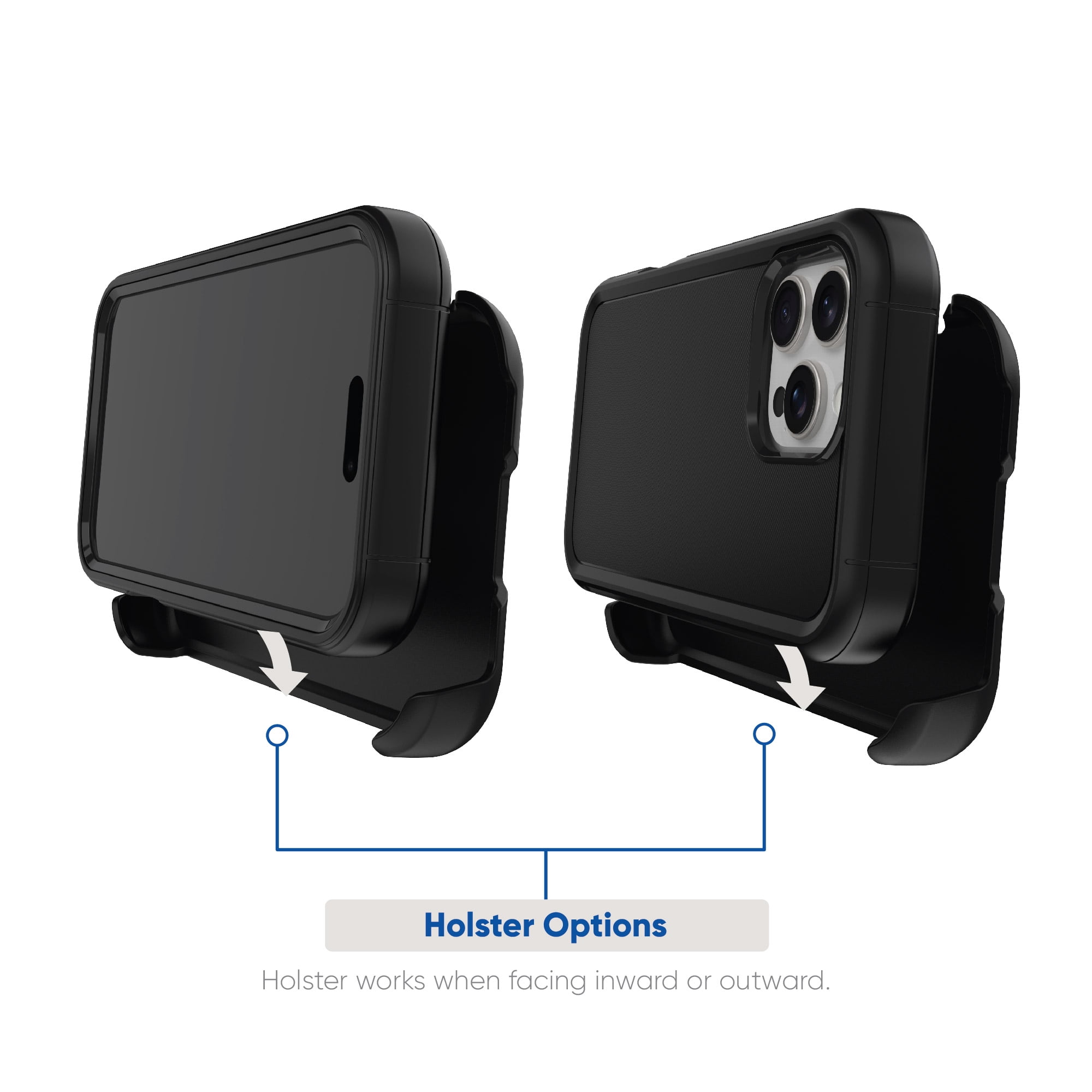 onn. Rugged Phone Case with Holster for iPhone 16 Pro Max - Black