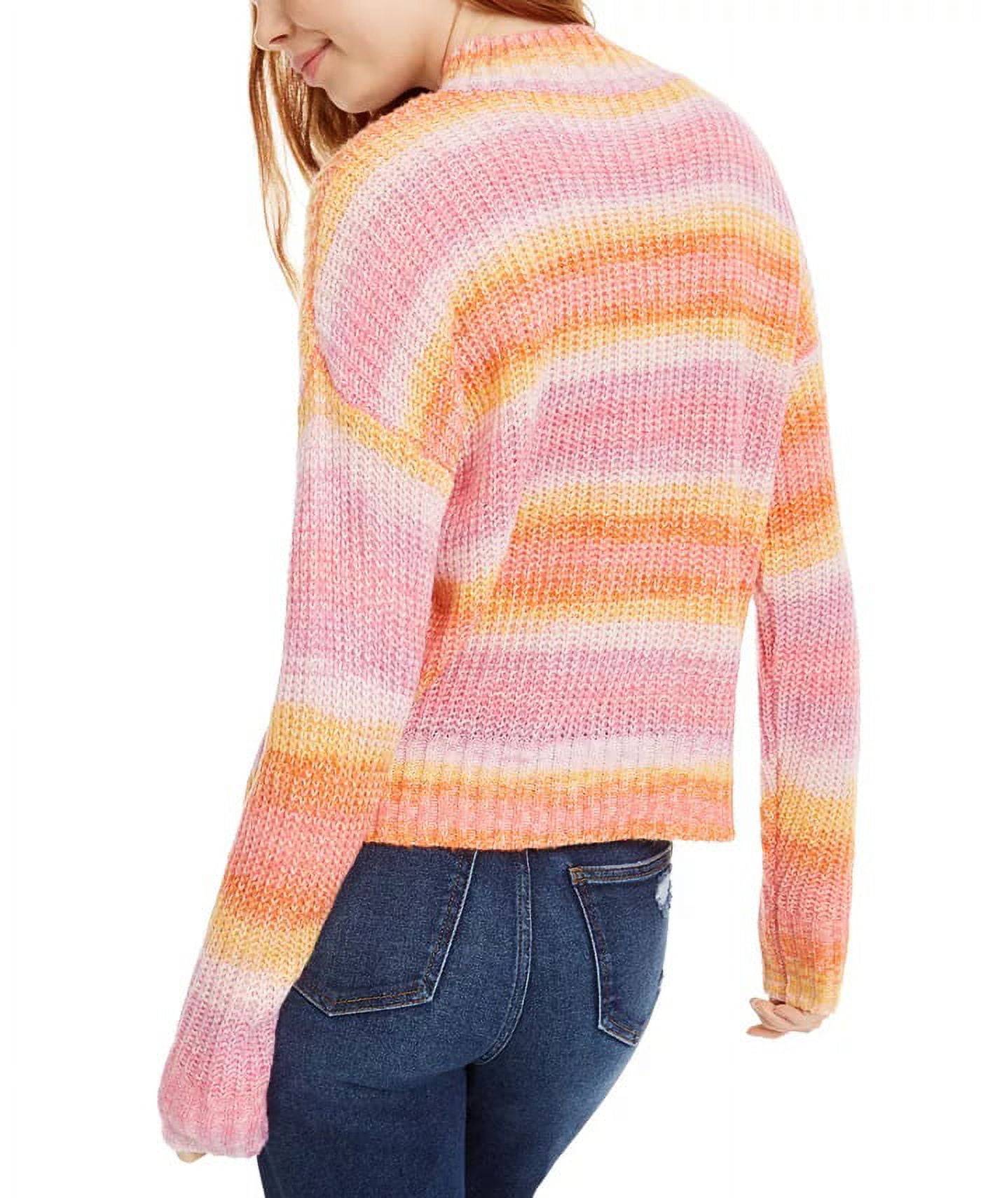 Hooked Up By Iot Juniors' Striped Mock-Neck Sweater Pink Size Extra Small