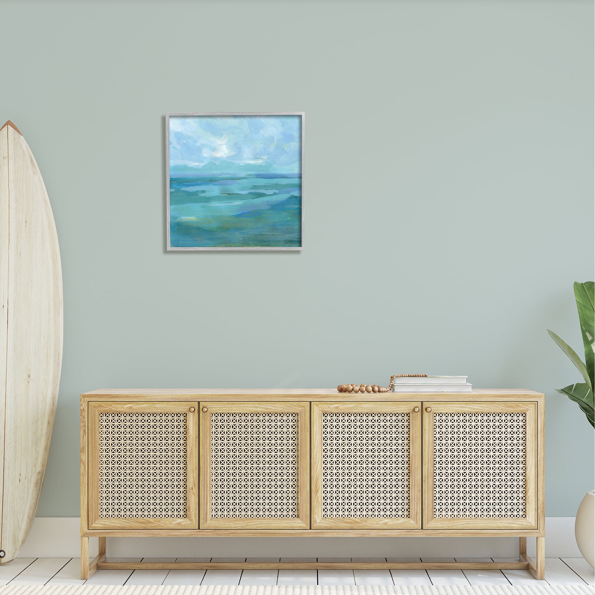 Stupell Abstract Sea Waves Landscape Landscape Painting Gray Framed Art Print Wall Art