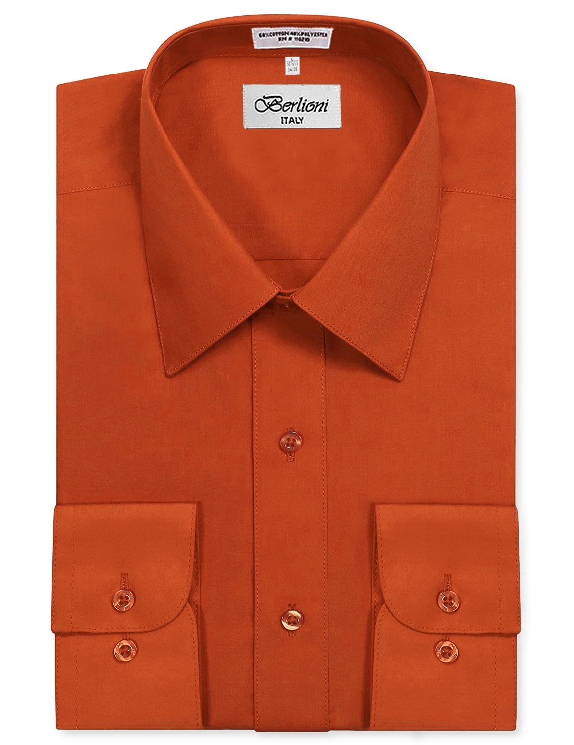 Berlioni Italy Men's Long Sleeve Solid Premium Dress Shirt - Walmart.com