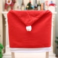 thumbnail image 1 of Funda para silla de comedor con sombrero rojo, funda trasera para silla navideña, funda para silla de cocina, adecuada para decoración navideña, 1 of 4