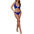 thumbnail image 2 of INSPIRE CHIC Women's Wide Strap O Ring Cut Out V Neck Bikini Sets, 2 Pieces Tie Back Top Triangle Bottom Swimwear Suits X-Large Royal Blue, 2 of 5