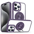 thumbnail image 3 of Xpression Cover for Apple iPhone 15 Pro Max (6.7") Transparent Hard PC Magnetic Ring Stand, Colorful Hybrid Frame Bumper [Support Car Mount] Phone Case - Clear + Purple, 3 of 10