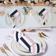 thumbnail image 3 of Pink Navy Blue Striped Cloth Napkins Washable Set of 1, Farmhouse Stripe Art Reusable Dinner Table Napkins Cloth Bulk for Weddings Kitchen Restaurants Hotel Events Parties 20 x 20 Inch, 3 of 9