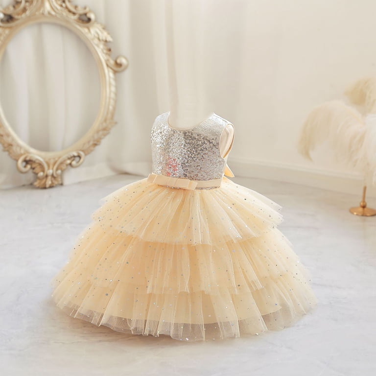 Jalioing Sequin Princess Dress for Baby Girl Bow Sleeveless Layered Tulle Skirt Birthday Party Puffy Dresses (7-12 Months, Yellow) - Walmart.com Jalioing Sequin Princess Dress for Baby Girl Bow Sleeveless Layered Tulle Skirt Birthday Party Puffy Dresses (7-12 Months, Yellow) - Walmart.com
