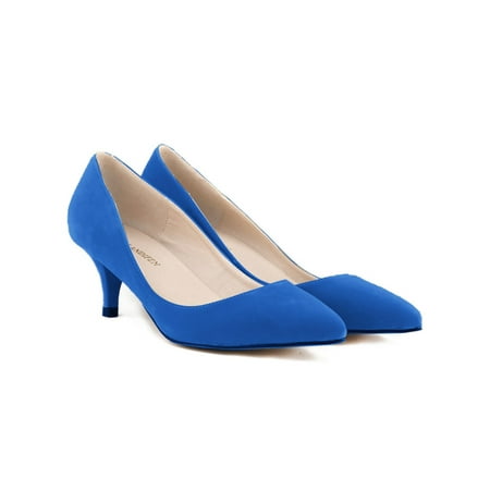 

Ritualay Women Dress Shoes Pointy Toe Stiletto Heel Sexy Pumps Lightweight Comfort High Heels Party Work Kitten Pump Shoe Blue 7.5