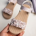 thumbnail image 6 of WAYUTE Girls' Sandals Casual Thick Sole Open Toe Hook and Loop Durable Summer Beach Shoes with Floral Design for Kids Children,Pink,10 Y-12 Y, 6 of 7