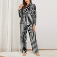 thumbnail image 2 of Fotbe Optical Zebra Illusion Pattern Long Sleeve Pajama Set for Women,Sleepwear Set,2-piece Loungewear Set,Soft PJs Comfy Nightwear with Pockets -Medium, 2 of 7
