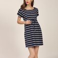 thumbnail image 5 of Annhoo Maternity Women's Clothes Striped Short Sleeve Crewneck Tie Waist Knee Length Pregnant Dress Midi Work Casual Outfits, 5 of 8