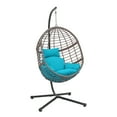thumbnail image 3 of Abble Wicker Hanging Egg Chair with Cushion and Stand - Blue, 3 of 5