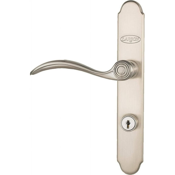 The 20297817 QuickFit Curved Handle Set With Keyed Deadbolt Lock (Fits Storm Doors With QuickFit Lockset), Brushed Nickel (NOT Designed as Replacement Handle for Existing Locks)