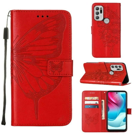 

Case for Motorola Moto G60S Embossing Butterfly Premium Leather Magnetic Flip Cover
