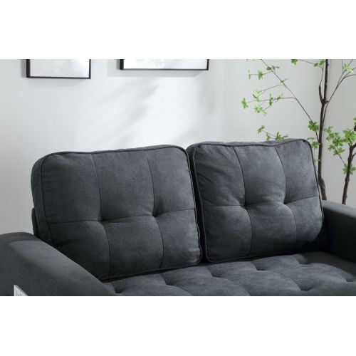 BSHTI 3 Fold Sofa,Convertible Futon Couch sleeper sofabed,Space saving loveseat,Pull Out Couch Bed for Living Room,Dark Gray Velvet linen fabric