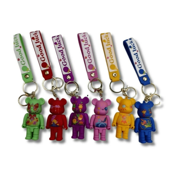 Colorful Bearbrick Style Keychain Set – 6 Pieces