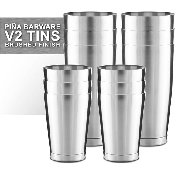 Piña Barware Stainless Steel Commercial Bar Boston Shaker Tin Set - 28oz. & 18oz. / Mirror Polished Finish (V2-6 Pairs, Commercial Bar Pack)