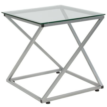 - Flash Furniture Park Avenue Collection Glass End Table with Contemporary Steel Design