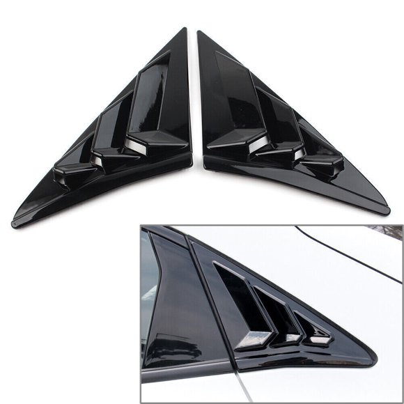 Rear Side Vent Window Louver Cover for Honda for Civic Hatchback 16-21 Glossy Black