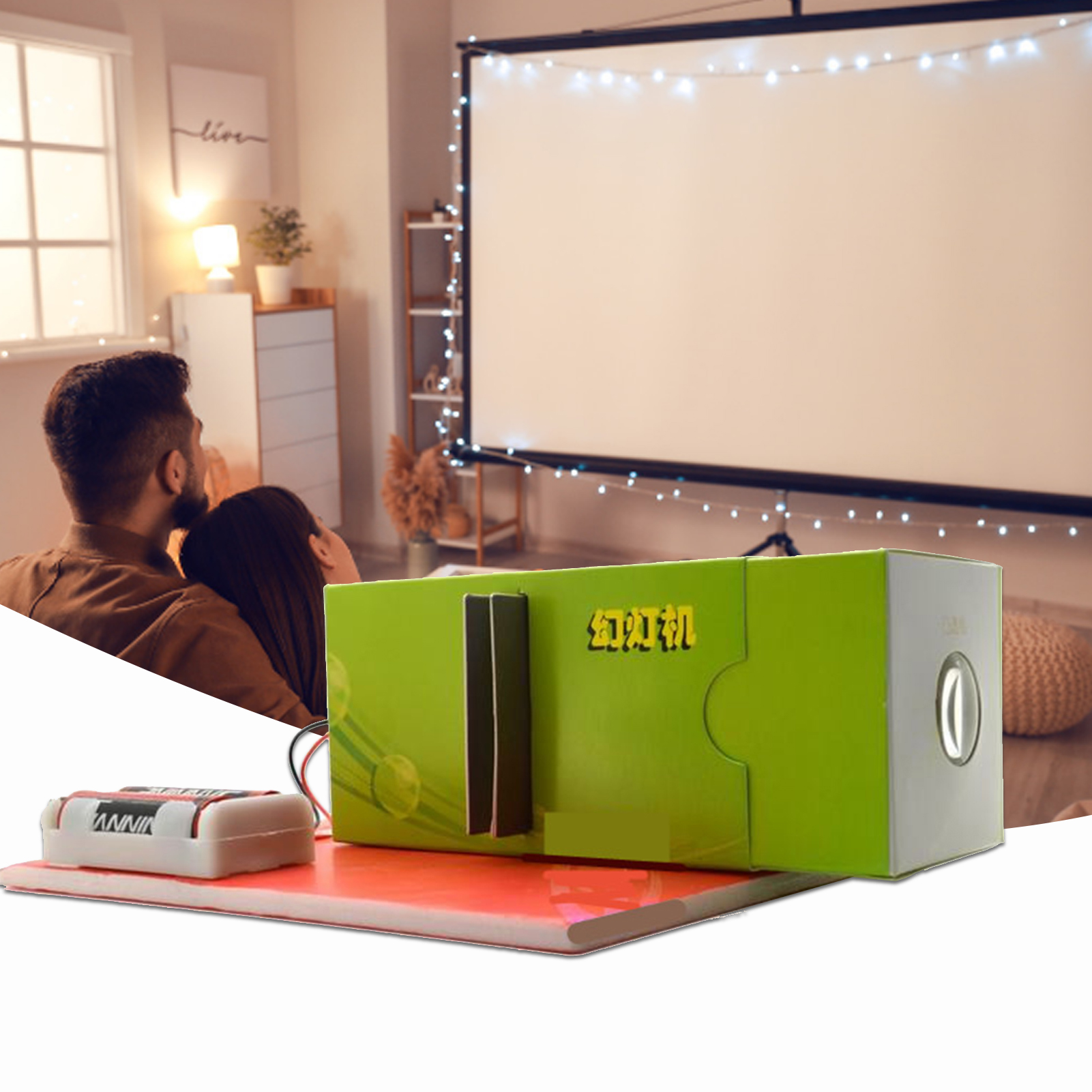 Projector　for　Shulemin　DIY　Projector　Multifunction　Experiment　Cardboard　Assembly　Slide　Eco-Friendly　Wood　Science　Kids