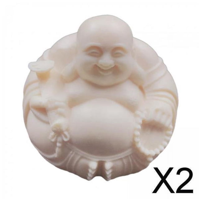 Estatua Sentada de Maitreya Tallada en Madera Baoblaze escultura de mesa Artesanías Fengshui decoración de mesa 2x1,7x1,7 Pulgadas para Jardín de Hada 2 piezas