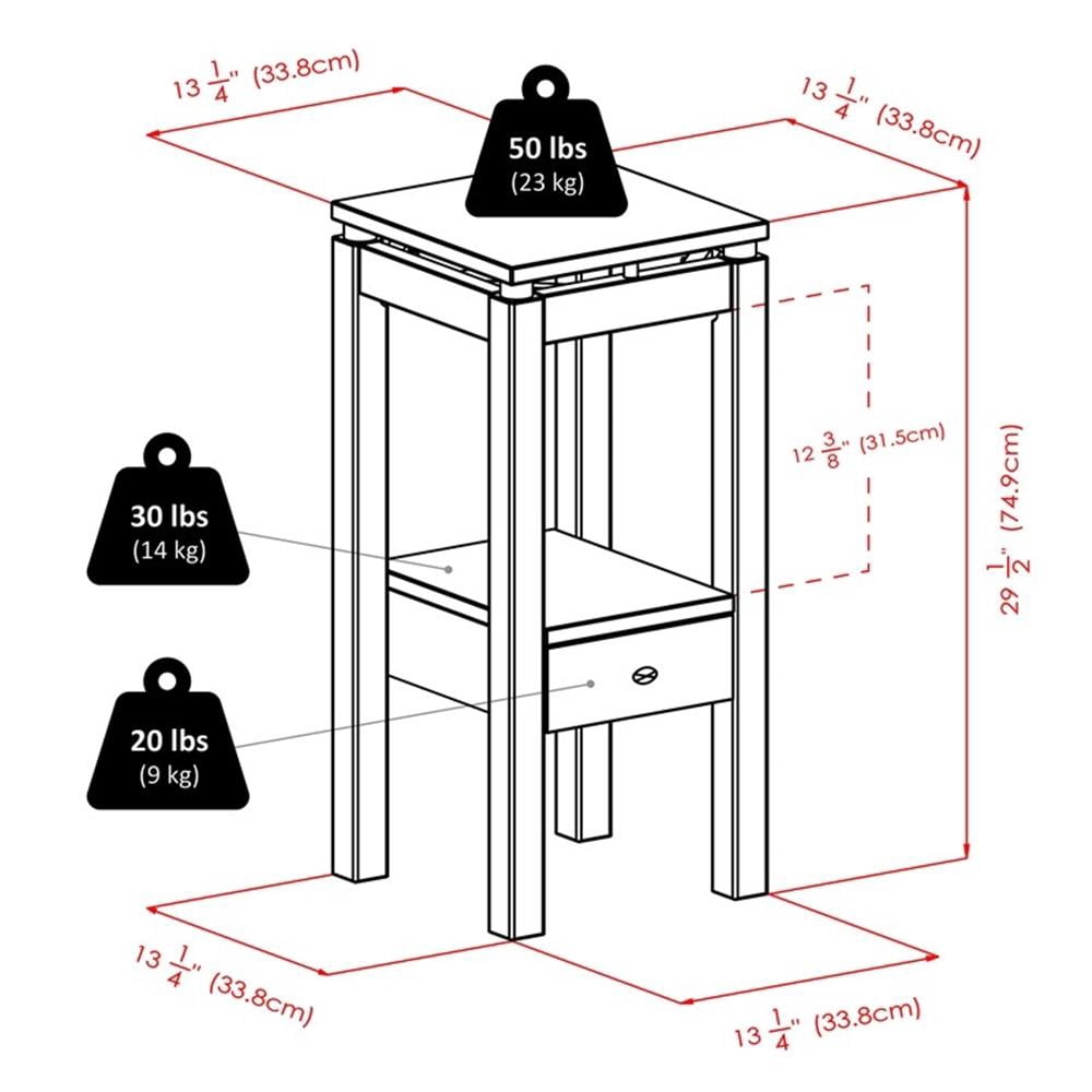 Winsome Linea Transitional Solid Wood End Table with Chrome Accents in Espresso