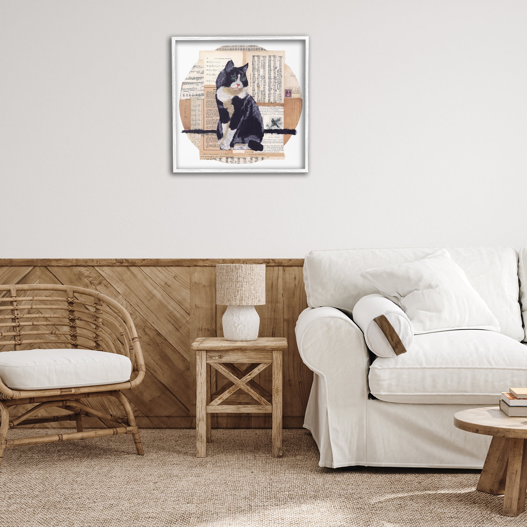 Stupell Industries Tuxedo Cat Collage Animals & Insects Painting White Framed Art Print Wall Art, 24 x 24