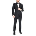 thumbnail image 2 of Blujacket Mens Black Peak Lapel Zignone Wool Slim Fit Tuxedo, 2 of 6