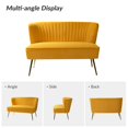 thumbnail image 6 of Velvet Sofa 2 Seater Upholstered Loveseat Living Room Chair Tufted Back Home Bedroom Mustard, 6 of 7