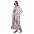 thumbnail image 2 of Moomaya Robe de Nuit Maxi pour Femmes en Coton à Col en V Imprimé avec Bordure Volantée, 2 of 5