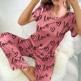 thumbnail image 5 of Christmas pajamas Women's Letter Print Short Sleeve Pajama Set With Long Pants And Sleep Casual Homewear Sleepwear Outfit, 5 of 9