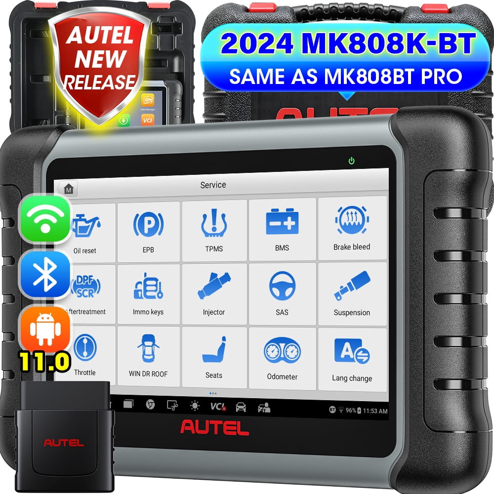 Autel Scanner MaxiCOM MK808K-BT Bidirectional Car Diagnostic Scanner All System Scan Active Test, 28+ Service , FCA SGW Cars, OS11 Updated of MK808BT MK808S MX808S